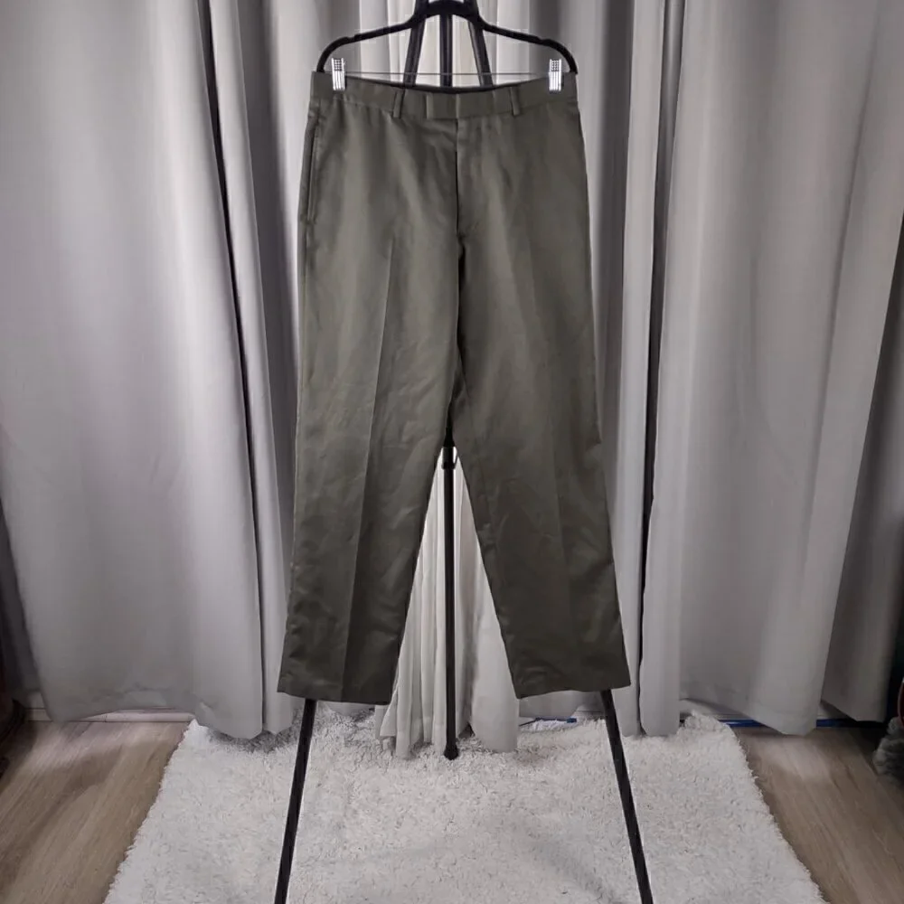 Perry Ellis Portfolio Men's, Olive Green Dress Slacks, Pants, Size 33X32
